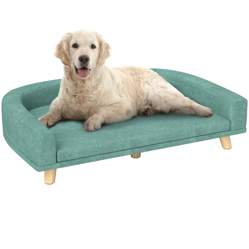 PetHat Divano per Cani di Taglia Grande con Gambe Rialzate e Cuscino Sfoderabile, 98x67x25 cm, Verde Chiaro